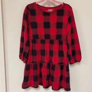Old Navy: Girls Red & Black Plaid Dress, Size (M / 8)
